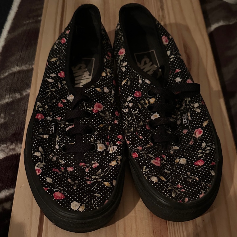 Vans Black Floral Women's Sneakers